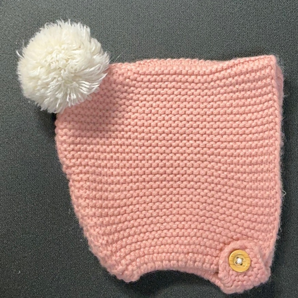 Baby Boden Knit Bonnet Button Pouf